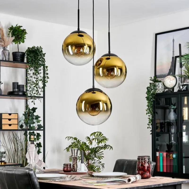 hofstein Gastor Suspension, Boule lumineuse 30 cm Or, Clair, 3 lumières