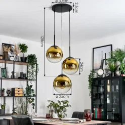 hofstein Gastor Suspension, Boule lumineuse 30 cm Or, Clair, 3 lumières