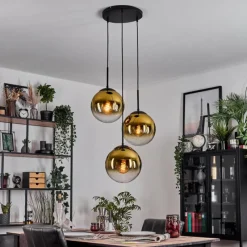 hofstein Gastor Suspension, Boule lumineuse 30 cm Or, Clair, 3 lumières