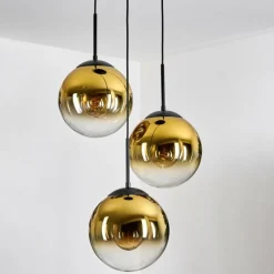 hofstein Gastor Suspension, Boule lumineuse 30 cm Or, Clair, 3 lumières