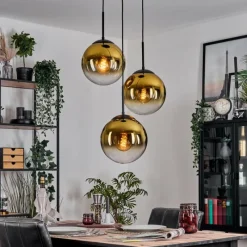 hofstein Gastor Suspension, Boule lumineuse 30 cm Or, Clair, 3 lumières