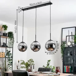 hofstein Gastor Suspension, Boule lumineuse Noir, 3 lumières