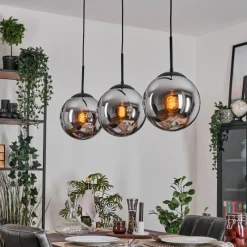 hofstein Gastor Suspension, Boule lumineuse Noir, 3 lumières