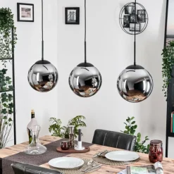 hofstein Gastor Suspension, Boule lumineuse Noir, 3 lumières