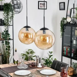 hofstein Gastor Suspension, Boule lumineuse Noir, 2 lumières