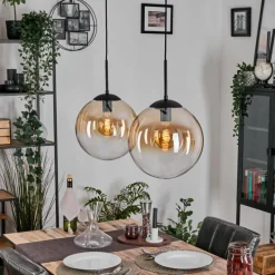 hofstein Gastor Suspension, Boule lumineuse Noir, 2 lumières