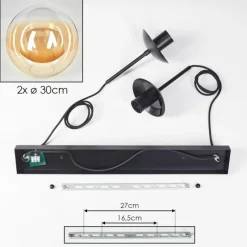 hofstein Gastor Suspension, Boule lumineuse Noir, 2 lumières