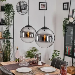 hofstein Gastor Suspension, Boule lumineuse Noir, 2 lumières