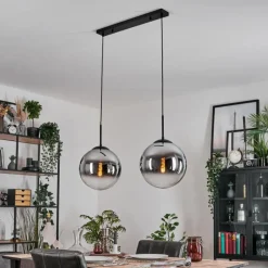 hofstein Gastor Suspension, Boule lumineuse Noir, 2 lumières