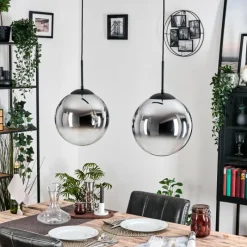 hofstein Gastor Suspension, Boule lumineuse Noir, 2 lumières