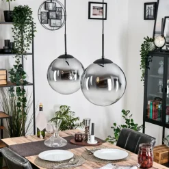 hofstein Gastor Suspension, Boule lumineuse Noir, 2 lumières