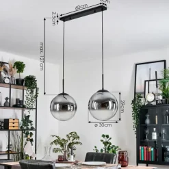 hofstein Gastor Suspension, Boule lumineuse Noir, 2 lumières