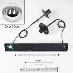 hofstein Gastor Suspension, Boule lumineuse Noir, 2 lumières