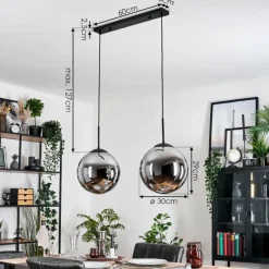 hofstein Gastor Suspension, Boule lumineuse, Suspension Noir, 2 lumières