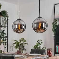 hofstein Gastor Suspension, Boule lumineuse, Suspension Noir, 2 lumières