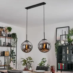 hofstein Gastor Suspension, Boule lumineuse, Suspension Noir, 2 lumières