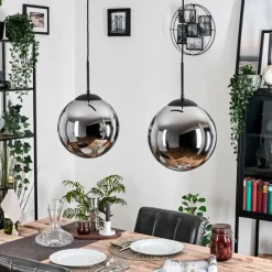 hofstein Gastor Suspension, Boule lumineuse, Suspension Noir, 2 lumières