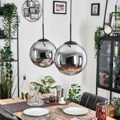 hofstein Gastor Suspension, Boule lumineuse, Suspension Noir, 2 lumières