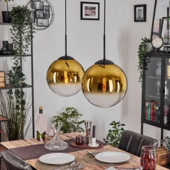 hofstein Gastor Suspension, Boule lumineuse, Suspension Or, Clair, 2 lumières