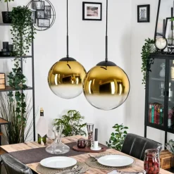 hofstein Gastor Suspension, Boule lumineuse, Suspension Or, Clair, 2 lumières