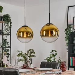 hofstein Gastor Suspension, Boule lumineuse, Suspension Or, Clair, 2 lumières