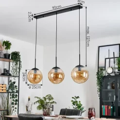 hofstein Gastor Suspension, Boule lumineuse, Suspension Ambre, 3 lumières