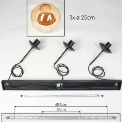 hofstein Gastor Suspension, Boule lumineuse, Suspension Ambre, 3 lumières