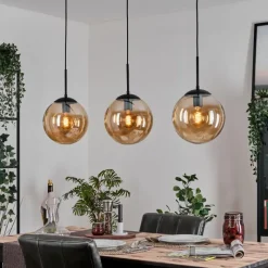 hofstein Gastor Suspension, Boule lumineuse, Suspension Ambre, 3 lumières