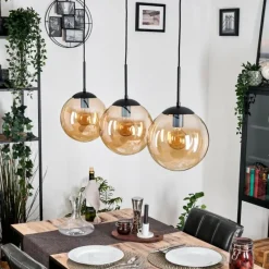 hofstein Gastor Suspension, Boule lumineuse, Suspension Ambre, 3 lumières