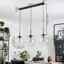 hofstein Gastor Suspension, Boule lumineuse, Suspension Clair, 3 lumières