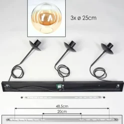 hofstein Gastor Suspension, Boule lumineuse, Suspension Ambre, Clair, 3 lumières