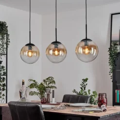 hofstein Gastor Suspension, Boule lumineuse, Suspension Ambre, Clair, 3 lumières