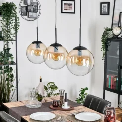 hofstein Gastor Suspension, Boule lumineuse, Suspension Ambre, Clair, 3 lumières
