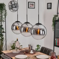 hofstein Gastor Suspension, Boule lumineuse, Suspension Chrome, Clair, Fumé, 3 lumières