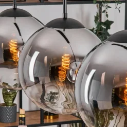 hofstein Gastor Suspension, Boule lumineuse, Suspension Chrome, Clair, Fumé, 3 lumières