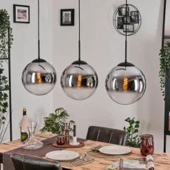 hofstein Gastor Suspension, Boule lumineuse, Suspension Chrome, Clair, Fumé, 3 lumières