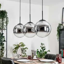 hofstein Gastor Suspension, Boule lumineuse, Suspension Chrome, Clair, Fumé, 3 lumières