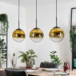 hofstein Gastor Suspension, Boule lumineuse, Suspension Or, Clair, 3 lumières