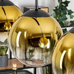 hofstein Gastor Suspension, Boule lumineuse, Suspension Or, Clair, 3 lumières