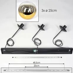 hofstein Gastor Suspension, Boule lumineuse, Suspension Or, Clair, 3 lumières