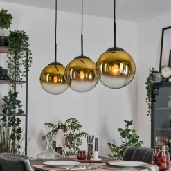 hofstein Gastor Suspension, Boule lumineuse, Suspension Or, Clair, 3 lumières