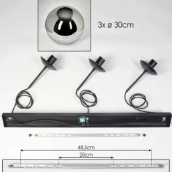 hofstein Gastor Suspension, Boule lumineuse, Suspension Chrome, Fumé, 3 lumières
