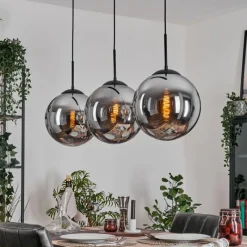 hofstein Gastor Suspension, Boule lumineuse, Suspension Fumé, 3 lumières