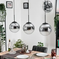 hofstein Gastor Suspension, Boule lumineuse, Suspension Chrome, Clair, Fumé, 3 lumières