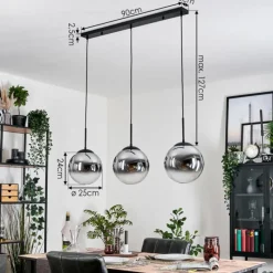 hofstein Gastor Suspension, Boule lumineuse, Suspension Chrome, Clair, Fumé, 3 lumières