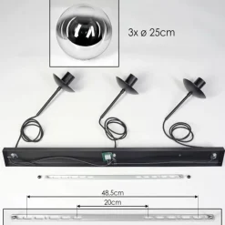 hofstein Gastor Suspension, Boule lumineuse, Suspension Chrome, Clair, Fumé, 3 lumières