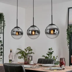 hofstein Gastor Suspension, Boule lumineuse, Suspension Chrome, Clair, Fumé, 3 lumières