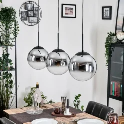 hofstein Gastor Suspension, Boule lumineuse, Suspension Chrome, Clair, Fumé, 3 lumières