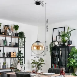 hofstein Gastor Suspension, Boule lumineuse, Suspension Ambre, Clair, 1 lumière