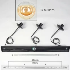 hofstein Gastor Suspension, Boule lumineuse, Suspension Ambre, Clair, 3 lumières